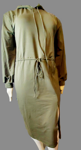 Hot Girl Hoodie Dress (Plus Size, Olive)