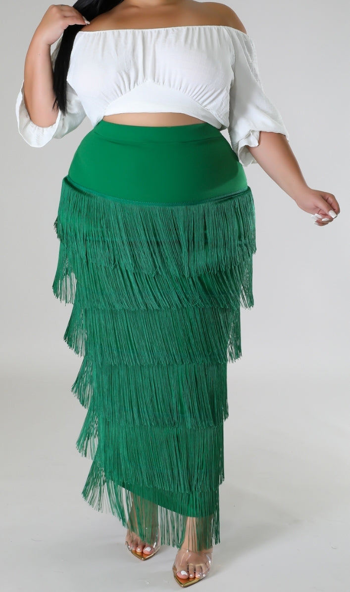Fancy Fringe Skirt (Green)