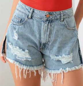 Denim Washed Distressed Shorts (S/M/L)