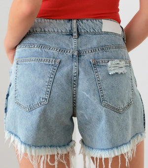 Denim Washed Distressed Shorts (S/M/L)