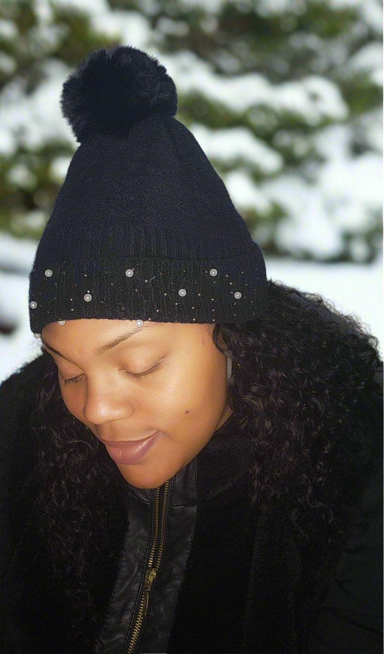 Rhinestones & Pearl's Beanie Hat