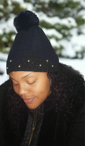 Rhinestones & Pearl's Beanie Hat