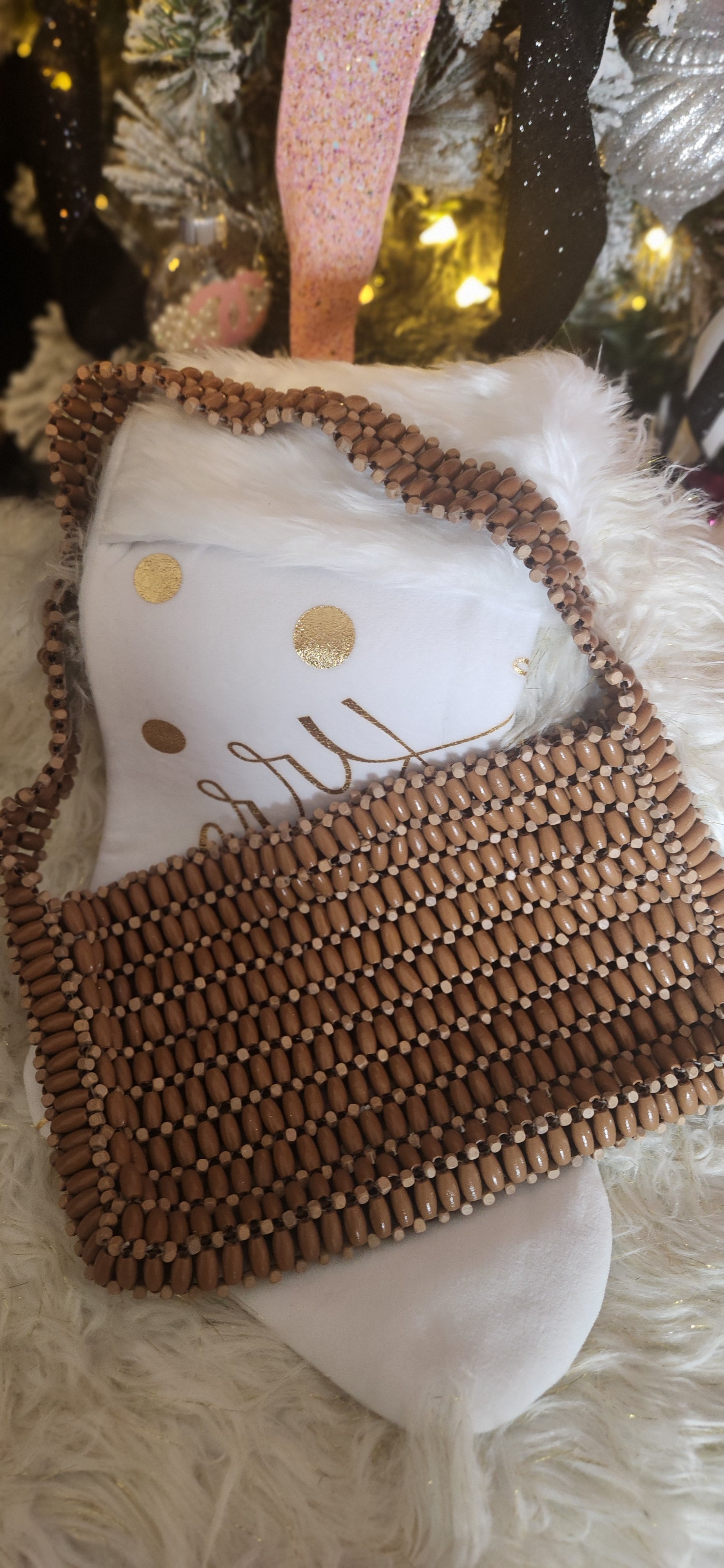Beaded Bliss Handbag (Brown)