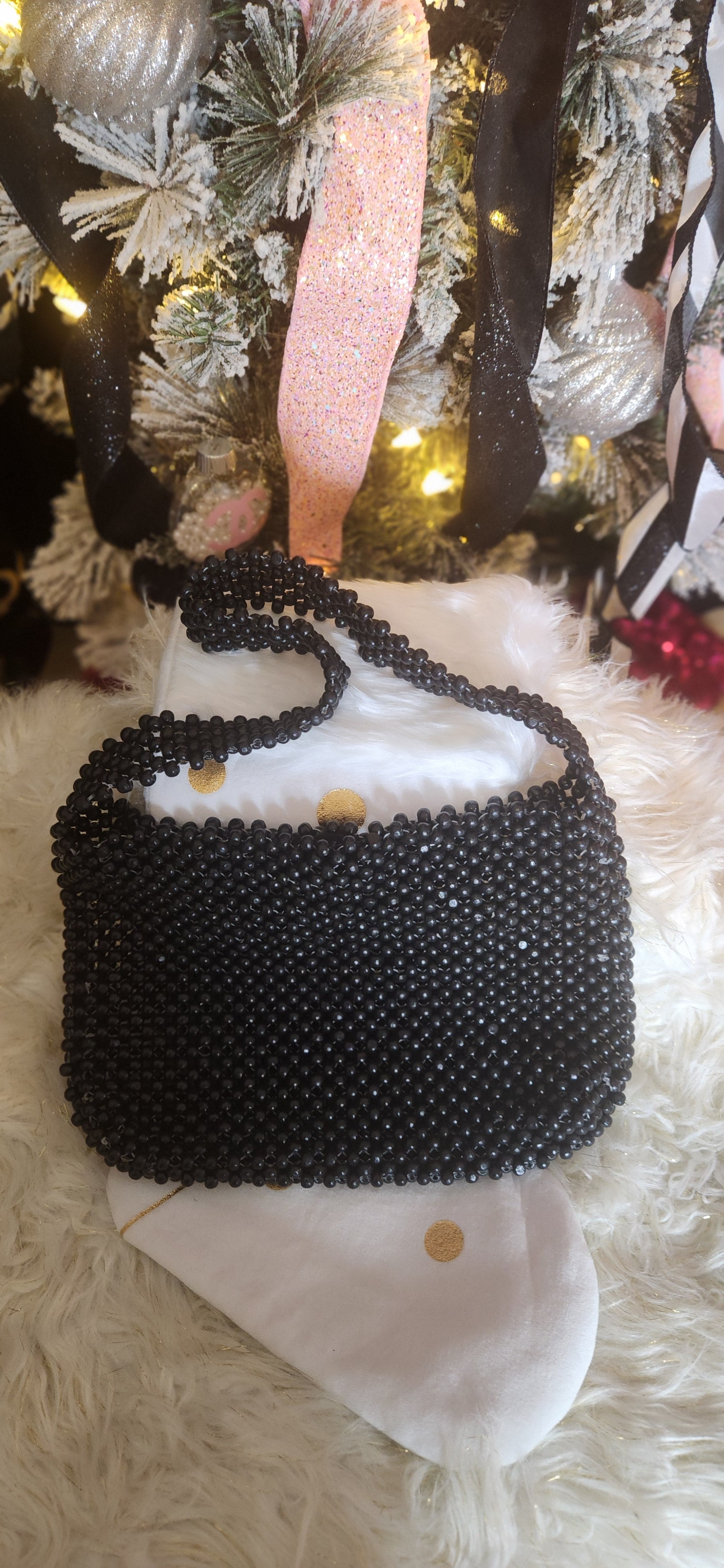 Beaded Bliss Handbag (Black)