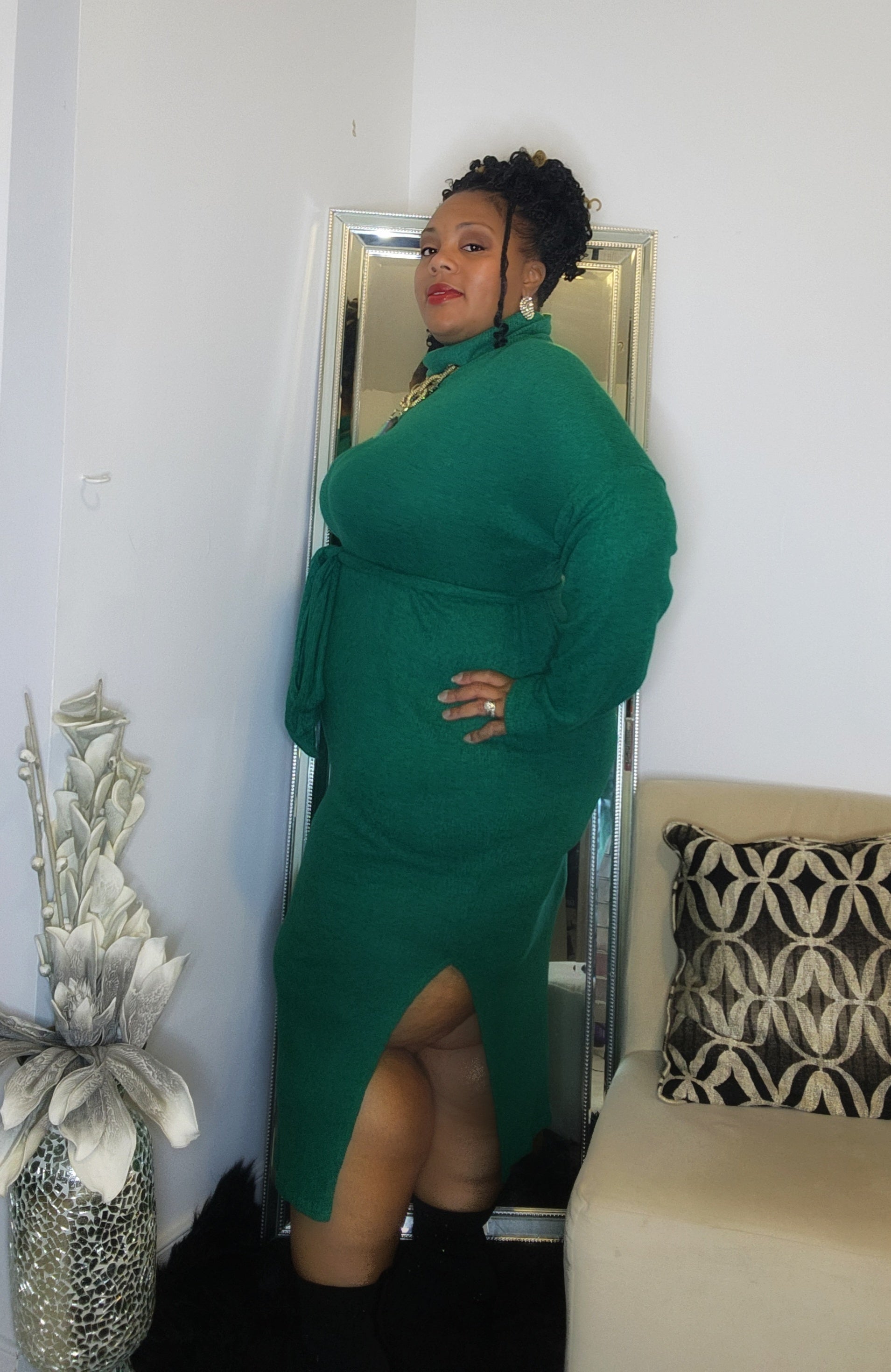 Forest Sweater Sensation Dress (Green)