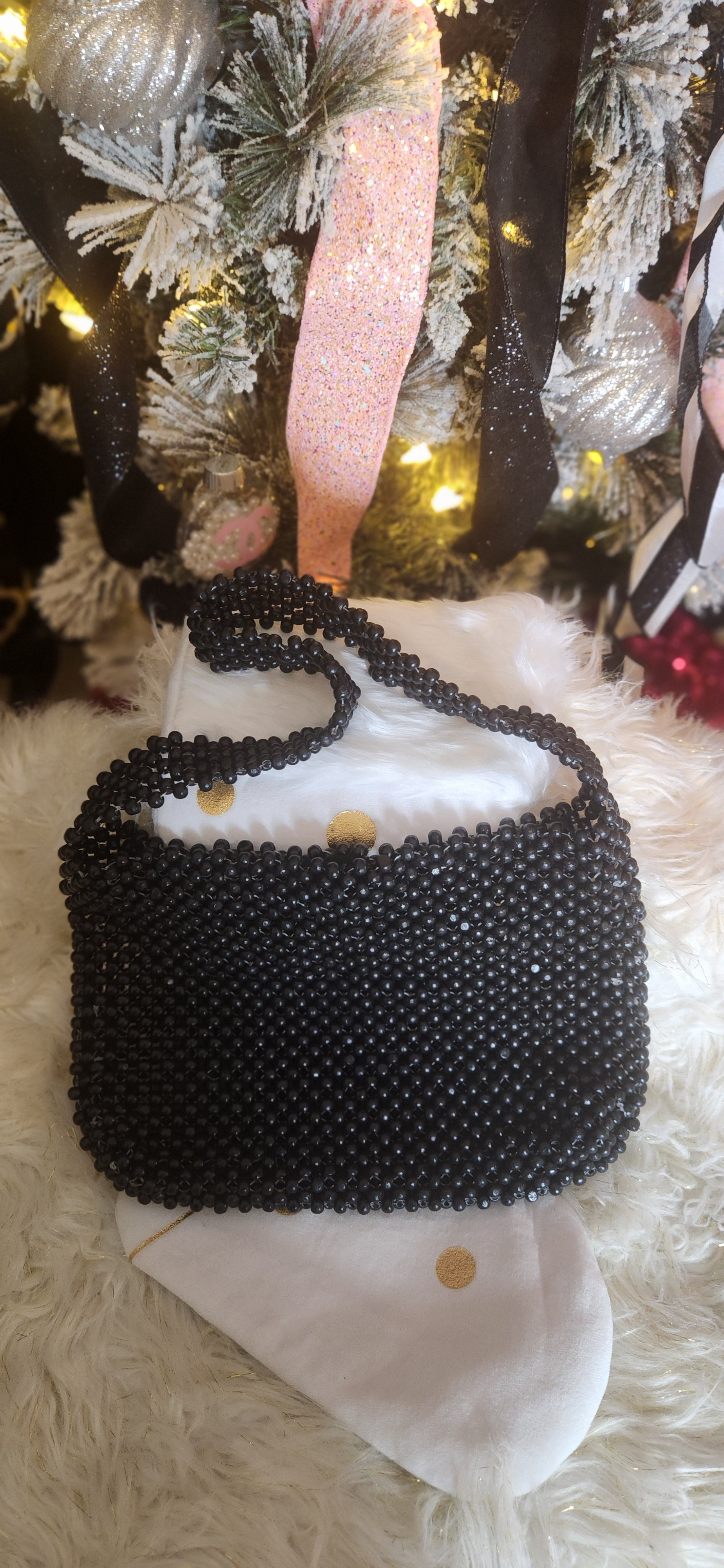 Beaded Bliss Handbag (Black)