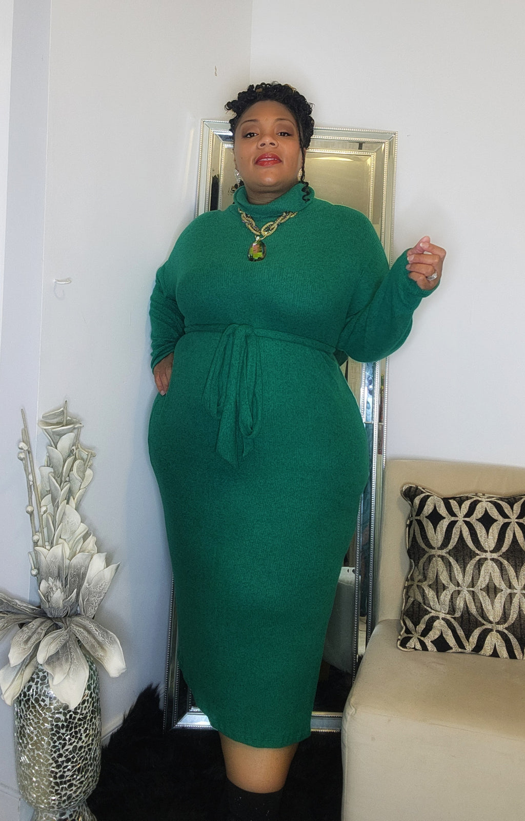 Forest Sweater Sensation Dress (Green)