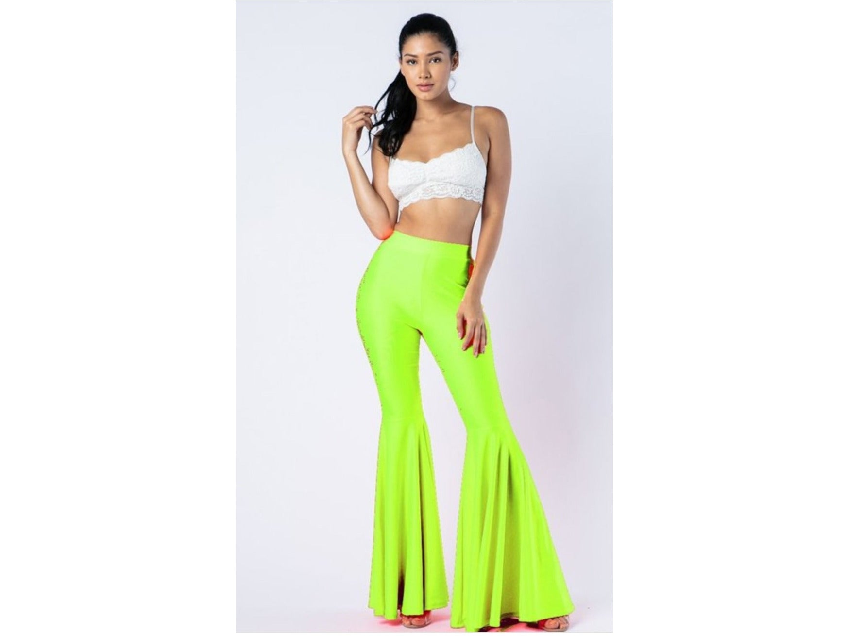 Ring My Bell Bottoms (S-L, FLARED BOTTOM PANTS- NEON GREEN)