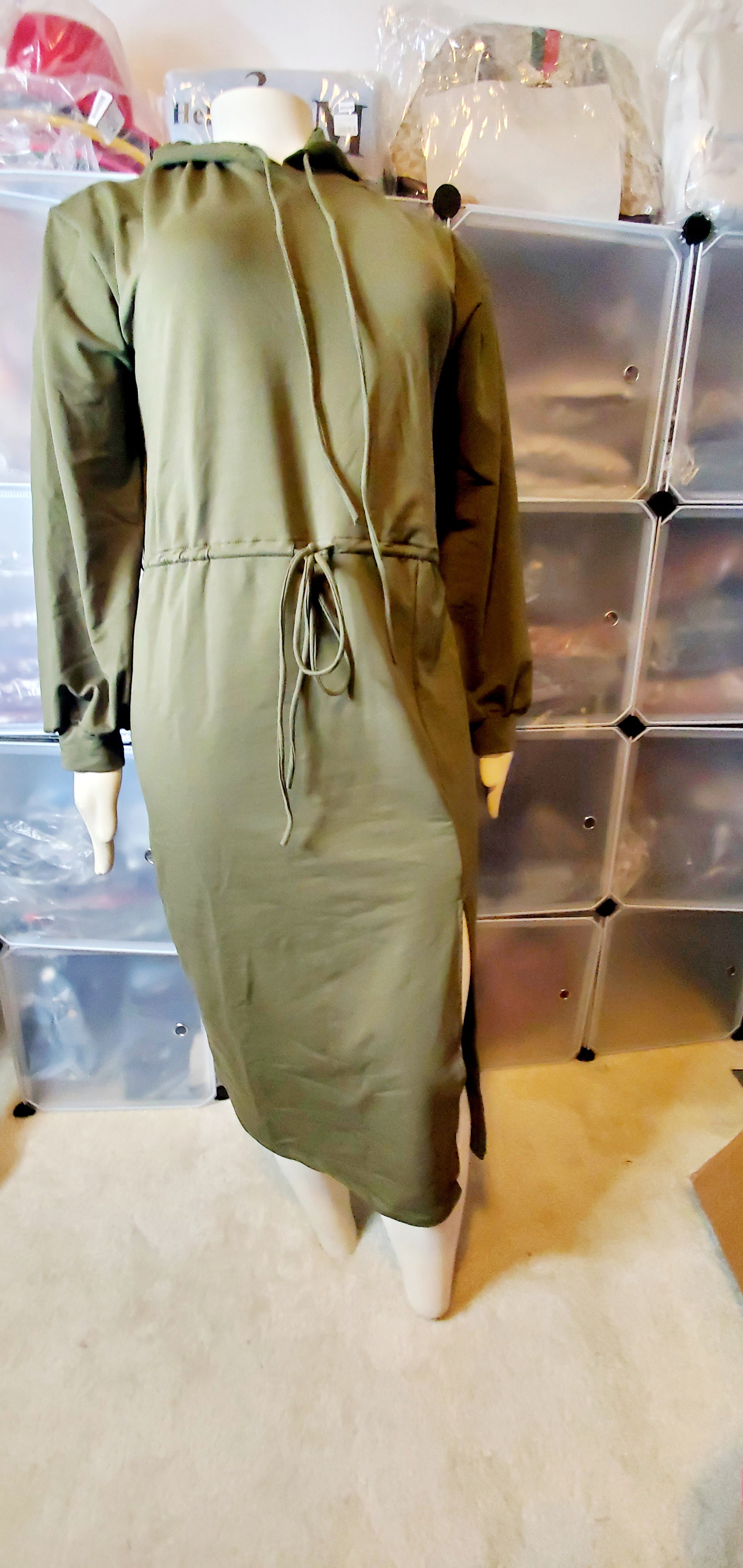 Hot Girl Hoodie Dress (Plus Size, Olive)