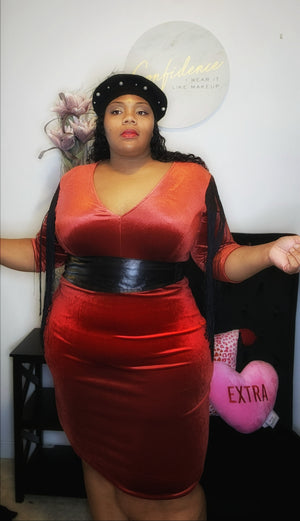 Velvet Fringe Dress (Plus Size, Red/Black) – Pure Confidence Beautique