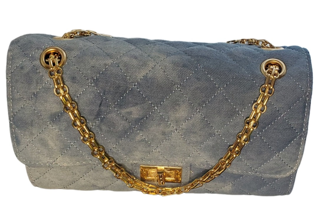 Denim Washed Handbag (Light blue denim)