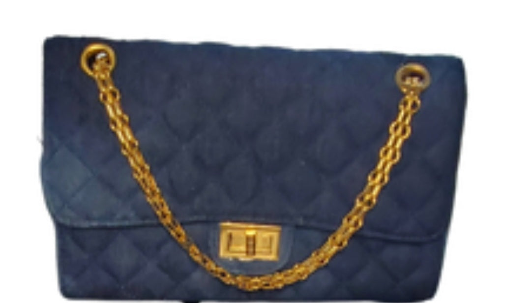 Denim Washed Handbag (Dark blue denim)